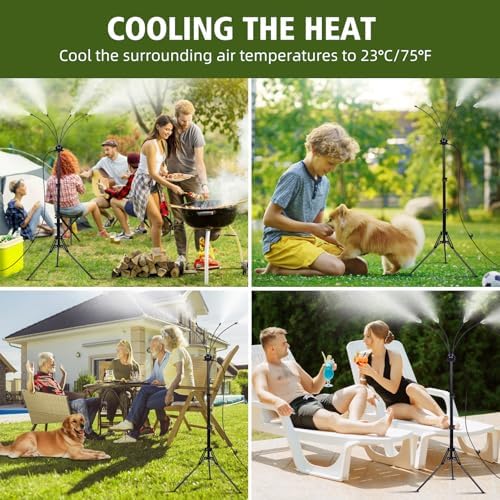 Standing Misters for Outside Patio,Adjustable Height (up to 5.25FT) with 26.2FT Water Supply Line, Patio Misting System for Cooling Outdoors,Portable Mister for Patio,Backyard Pool and Garden - Image 2