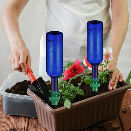 SiliFine 8 Set Plant Watering Devices Include Self Watering Spikes and 26 oz Plastic Bottles Plant Waterer Devices with Adjustable Control Valve Switch Indoor Outdoor (Blue) - Image 6