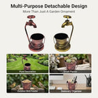 Rustic Faucet‑Shaped Metal Planter, Vintage Bucket Plant Pot, Detachable Multi‑Purpose Succulent Planter Desktop Decor Entryway Yard Decor,Red Copper - Image 7