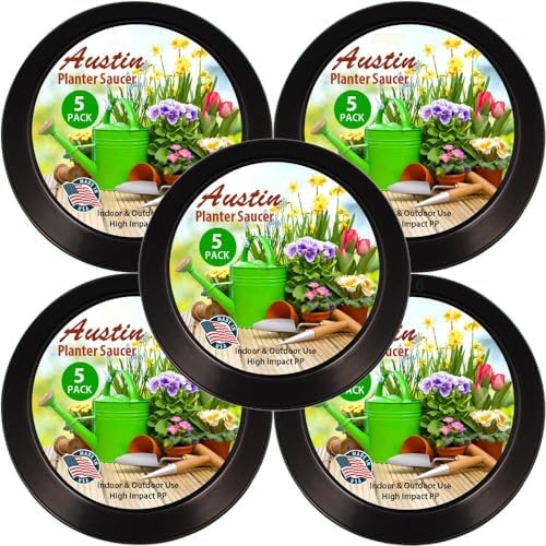 Saucers, 16 Inch, Black, Case of 5 Plant Saucer by AustinPlanter