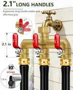 3-Way Garden Hose Splitter, Heavy-Duty Brass, 3/4" GHT, (Red) - Image 6