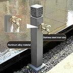 39.4in Outdoor Stainless Steel Faucet Column - Durable Aluminum Garden Hose Holder with Spray Gun - Decorative Water Feature Fountain for Patios, Yards, and Gardens - Stylish Black Design - Image 2