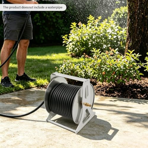 Stainless Steel Hose Reel holds 1/2 164ft Round Water Pipe for Garden - Image 4