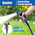 Besiter Heavy Duty Garden Hose 5/8" 50FT: Flexible Rubber Water Hose with 10 Function Sprayer - Leakproof Hose Male to Female Fittings - Durable Hose for Yard, Lawn, Car Wash, Outdoor, Watering - Image 3