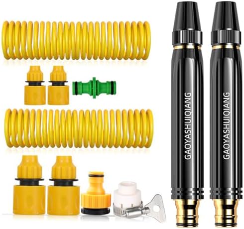 High Pressure Hose Nozzle Sprayer, Home High-Pressure Car Wash Water Gun with Booster Nozzle and Hose, Jet Nozzle Power Washer for Garden Hose for Plant Watering Lawn Car (G) by Unknown