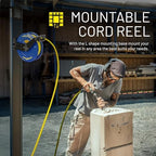 GOODYEAR Air Hose Reel Retractable 3/8" Inch x 50' Feet Long Premium Commercial SBR Hose Max 300 Psi Reinforced Steel Construction Heavy Duty Spring Driven Industrial Dual Arm & Pedestal - Image 4