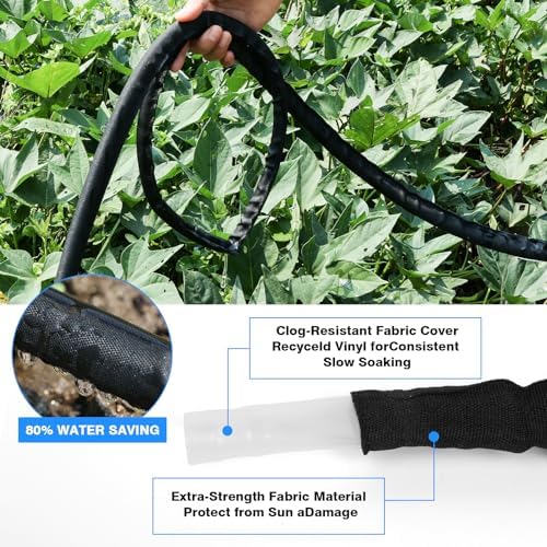 Flat Soaker Hose 50FT x 4 PACK,Drip Hose for Garden Beds Linkable Irrigation System Lightweight and Easy Watering for Tree Plant and Save 80% Water for You (200 FT) - Image 6