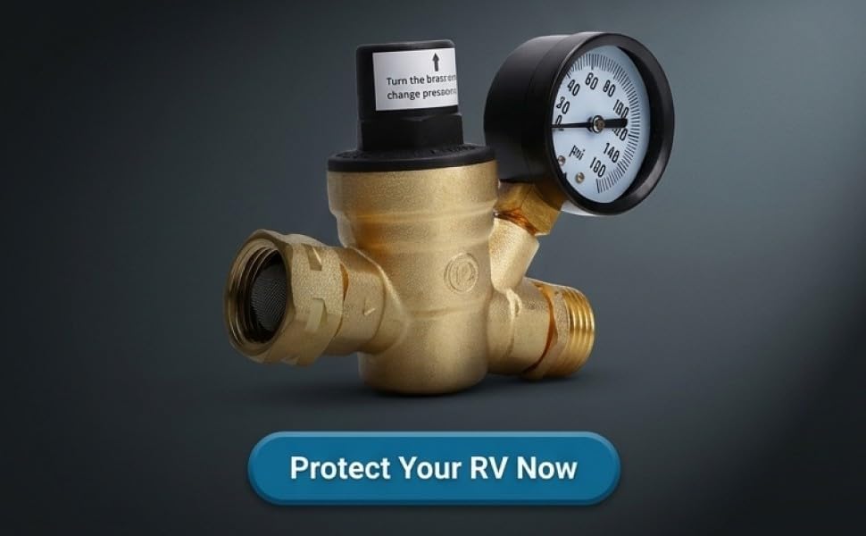 RV Water Pressure Regulator with 45-160 PSI Adjustable Range - Image 3