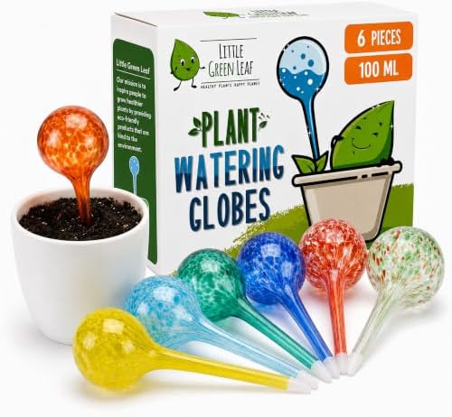 Plant Watering Globes 6 Pack – Self Watering Bulbs Set for Plant Collectors by LittleGreenLeaf