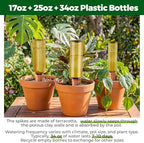 12 Pcs 17oz 25oz 34oz Plant Watering Devices 6 Terracotta Self Watering Spikes 6 Plastic Bottles Slow Release Vacation Planter Insert Automatic Water System for Indoor Outdoor Potted Plant - Image 4