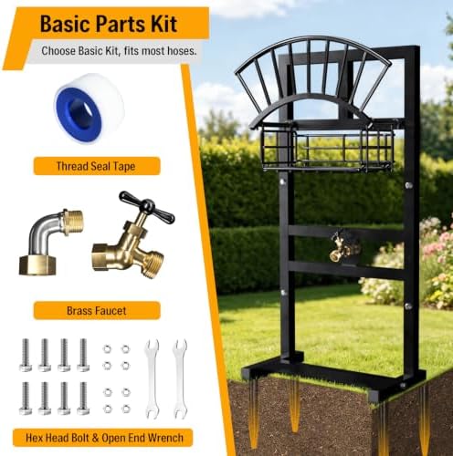 Garden Hose Holder Freestanding with Brass Faucet - Image 3