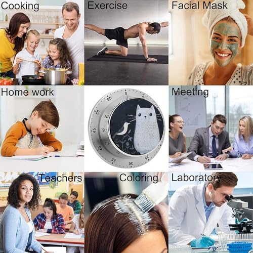 Mechanical Kitchen Timers for Cooking,Indigo Animal Printed 60 Minute Magnetic Countdown Timer,Cute Cooking Timers with Alarm,Stainless Steel Time Timer Manual No Batteries Required - Image 5