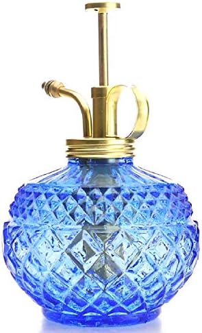 Plant Mister- Blue Color Glass Bottle & Brass Sprayer (Matt Gold) - Image 5