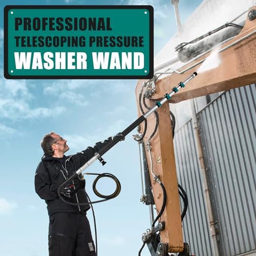 24FT Telescoping Pressure Washer Extension Wand, 4000PSI High Reach Power Washer Wand with Rotary Brush, 7 Nozzles & M22 Adapters, Gutter Cleaning Tool for Second Story Window Patio Garden - Image 2