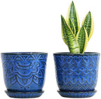 Gepege Ceramic Plant Pots, 6 Inch Indoor Planters with Drainage & Saucers by Gepege