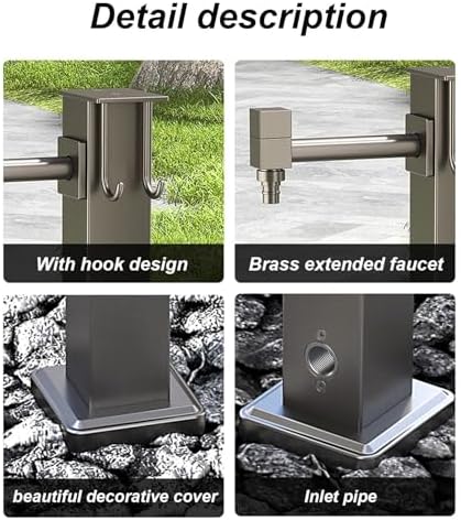 Garden Watering Fountain Hydrant, Garden Hose Holder with Brass Faucet,freestanding Antifreeze Faucet Water Dispenser(Color:Bottom Water Inlet,Size:Double Faucet) - Image 6