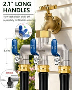 3-Way Garden Hose Splitter, Heavy-Duty Brass, 3/4" GHT, Blue - Image 4
