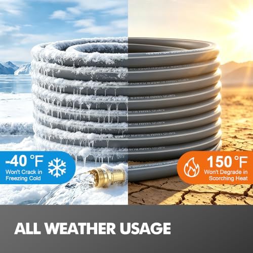 Flexible Rubber Garden Hose 50ft, 5/8" Hybrid Rubber Hose Heavy Duty - Image 2