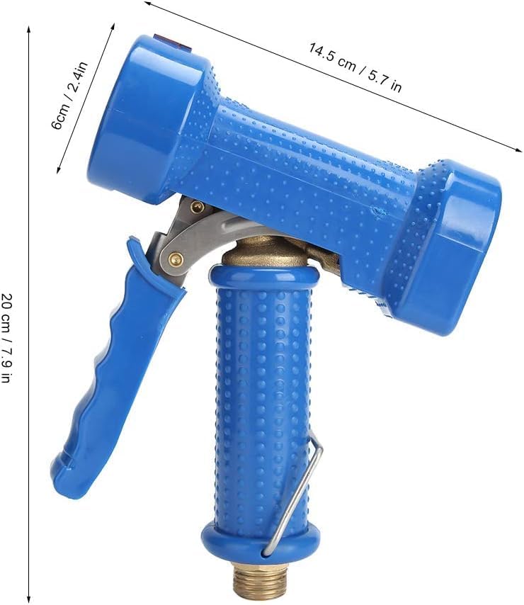 High Pressure Garden Hose Nozzle - Heavy Duty Copper Water Sprayer with Rubber Cover and Auto Shut Off - G1/2 in Thread for Kitchen Floor Car Washing, 20mm Female Thread - Image 2