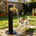 Freestanding Hose Stand Vertical Garden Water Tap, Outdoor Stainless Steel Water Column with Faucet, Freeze Proof Yard Hydrant Spigot for Patio Backyard(Round A,Height: 95cm/37.4in) by Gaommini