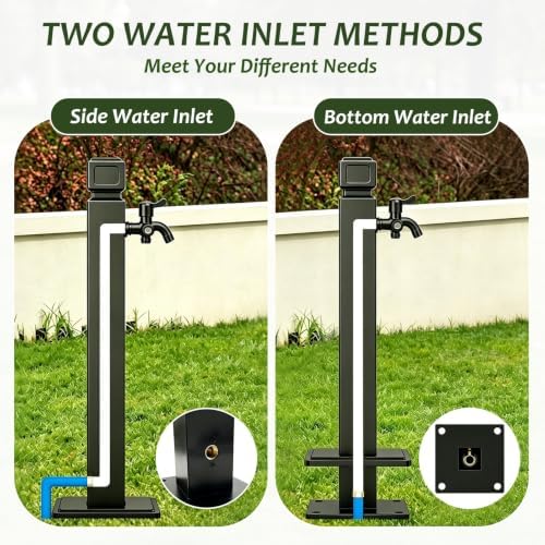 Outdoor Stainless Steel Water Column Spigot, Freestanding Garden Hose Holder with Brass Faucet, Matte Black Decorative Fountain Water Post for Irrigation Washing(B,Height: 80cm/31.5in) - Image 4