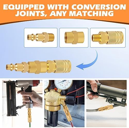 Industrial Air Coupling,1/4" NPT Plug and Air Hose Coulper,and FNPT Plug and Quick Adapter Set, 1/4" Basic Flow Quick Connect Air Coupler、Brass Air Compressor Accessories Fitting(36pieces) - Image 6