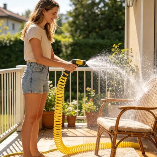 Coiled Garden Hose Retractable Spring Design, ABS Watering System - Image 3