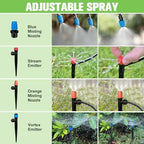 260FT Drip Irrigation System for Garden with 40 Nozzles & Emitters, Garden Watering System with 1/2" & 1/4" Tube and Barbed Fittings - Adjustable Sprinklers Kit for Greenhouse,Lawn,Pond De-Icer - Image 5
