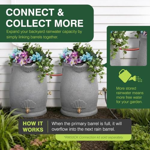 Good Ideas Rain Wizard Urn Shaped Water Collection Barrel 50 Gallon, 4 Pack - Image 4