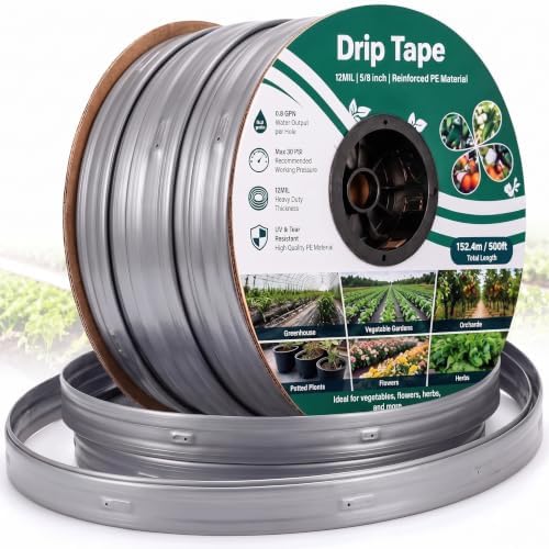 500ft 5/8" Drip Tape Irrigation 12 Mil Silver Reflective Tubing by Innconee