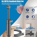 SonTiy Handheld Bidet Sprayer for Toilet, Cloth Diaper Sprayer Set Hand Held Bidet Jet Spray for Toilet with Backflow Preventer, Adjustable Water Pressure Control, Brass, Black Stainless - Image 2