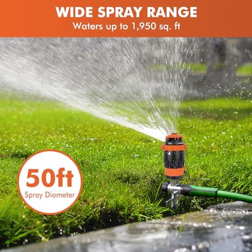 RESTMO Gear Drive Sprinkler with Metal T-Spike Base,Orange - Image 3