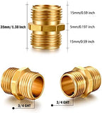 Garden Hose Fittings - Solid Brass Repair Connectors: Double Male Faucet Leader Coupler (3/4" GHT) (10-PCS) - Image 2