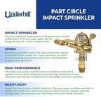 Underhill Rotating Brass Impact Sprinkler Head 360 Degree for Large Area, Lawn, Garden, Commercial Irrigation, 1-Inch Part Circle, 71-Foot, SI100P - Image 3