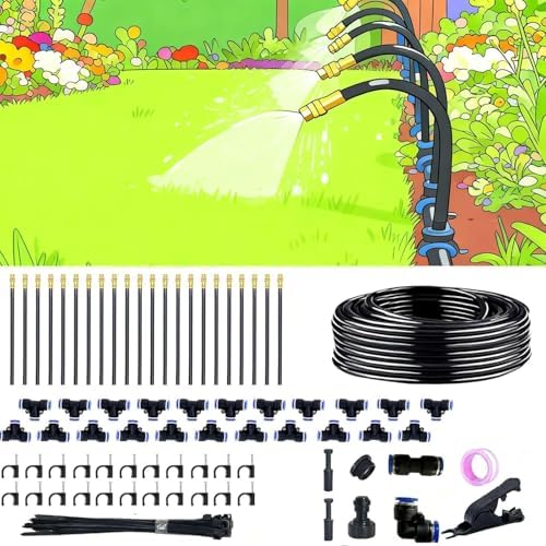 Drip Irrigation System，360° Bendable Drip Irrigation Kit Automatic Irrigation System for Garden, Adjustable Garden Watering Misting System for Greenhouse, Yard, Lawn, Plant(66FT) by Unknown