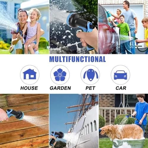 100 ft Expandable Garden Hose - Kink Free Flexible Water Hose with Controlled 10-Function Nozzle, 3/4 Solid Connectors, Durable 3750D Fabric, 4-Layer Latex Core - Image 7