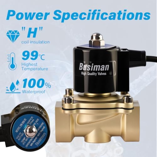 Waterproof Brass Electric Solenoid Valve 1" 12V DC Normally Closed - Compatible with Water, Air, Diesel, Gas - Replaceable VITON Seal - Compact Direct Acting - Image 2