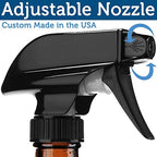 Sally's Organics Empty Amber Glass Spray Bottle - Large 16 oz Refillable Container for Essential Oils, Cleaning Products, or Aromatherapy - Black Trigger Sprayer w/Mist and Stream Settings - 6 Pack - Image 2