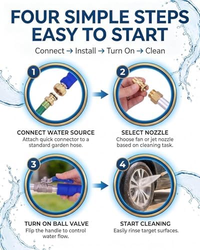 High Pressure Power Hydro Jet, 2-in-1 Garden Hose Nozzle with 2 Spray Modes & Quick Connectors, for Car Patio Pet Garden Cleaning (Blue) - Image 6