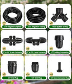 250FT Drip Irrigation Tubing Kit with 1/2 Irrigation tubing, 1/4 inch Dripline, and Irrigation Parts for Garden, Raised Beds, and Greenhouse Watering - Image 4