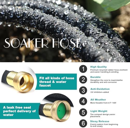 5/8" 15 FT*2 Pack Soaker Hose for Water Drip Irrigation for Lawn - Image 4