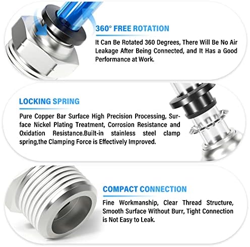 TAILONZ 1/4" Tube OD x 1/2" MNPT Straight Push to Connect Fitting 20Pcs - Image 3