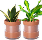 Phoenix Vine 6 Inch Self Watering Planter Pot, Terracotta Clay Pot with Glass Reservoir for Indoor Plants, Herbs, Flowers, Set of 2, 52-A-F-2 by Phoenix+Vine