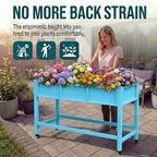 YITAHOME Raised Garden Bed HDPE, 47x18x31In Raised Flower Bed Poly-Wood Weather-Resistant Elevated Planter Box with Lockable Wheels for Vegetables, Aruba Blue - Image 7