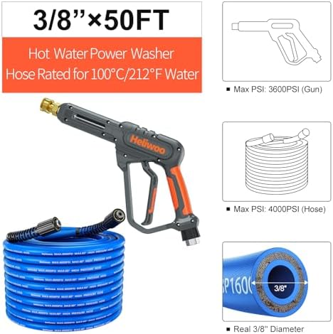Pressure Washer Hose and Gun 3600 PSI, 50 FT Power Washer Hose - Image 5