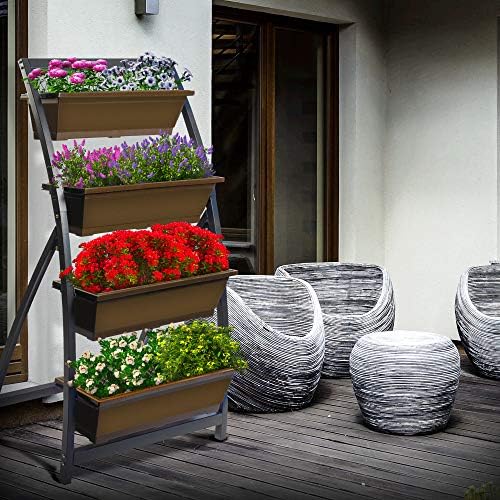 6-Ft Raised Garden Bed - Vertical Garden Freestanding Elevated Planter with 4 Container Boxes - Good for Patio or Balcony Indoor and Outdoor - Perfect to Grow Vegetables Herbs Flowers - Image 6