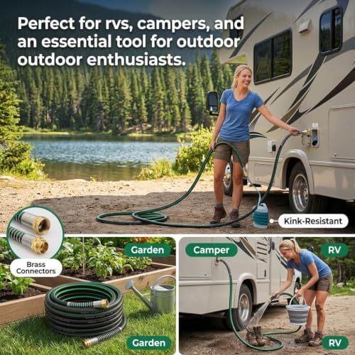 SANFU Hybrid Garden Hose 5/8-Inch x 50FT, RV Water Hose, Black Green - Image 7