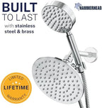 HammerHead Showers® Solid Metal Dual Shower Head Combo – CHROME – 8 Inch Rainfall High Flow Shower Head & Handheld Shower Head High Pressure with Hose 6ft - Hotel-Like Double Shower Heads - Image 2