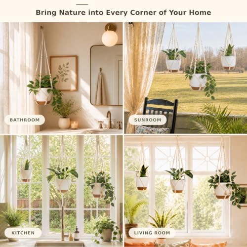 3 Pack Self Watering Hanging Planters for Indoor Plants Large 10/8/7 Inch - Image 3
