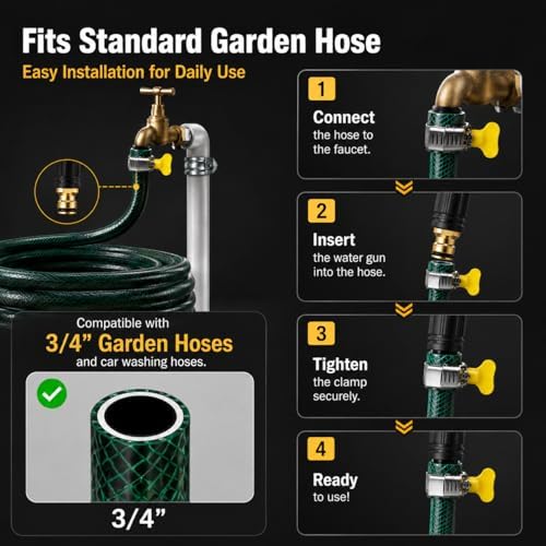 2Pcs High Pressure Hose Nozzle,Heavy Duty Adjustable Twist Hose Nozzle Jet Sweeper Nozzle,Home High Pressure Car Wash Water Gun,Washing Patio Cleaning, And Lawn Watering(And Washing US3/4") - Image 2